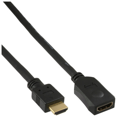 InLine HDMI Verlängerung, HDMI-High Speed, Stecker / Buchse, schwarz, vergoldete Kontakte, 5m (Produktbild 1)