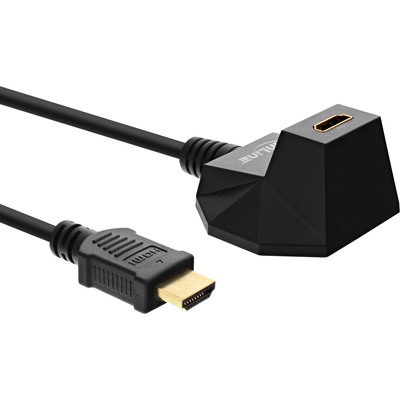 InLine HDMI Verlängerung mit Standfuß, HDMI-High Speed mit Ethernet, 4K2K, Stecker / Buchse, schwarz / gold, 1m