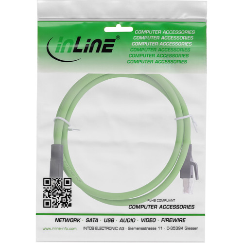 InLine® Industrie Netzwerkkabel, M12 4pol D-kodiert St. zu RJ45 St., PUR, 1m
