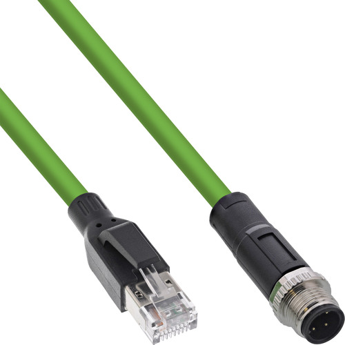 InLine® Industrie Netzwerkkabel, M12 4pol D-kodiert St. zu RJ45 St., PUR, 2m