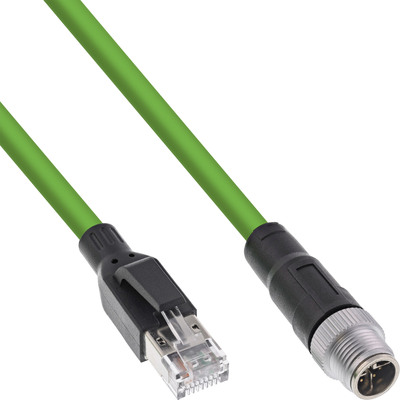 InLine® Industrie Netzwerkkabel, M12 8-pin X-kodiert St. zu RJ45 St., Cat.6A 2m (Produktbild 1)