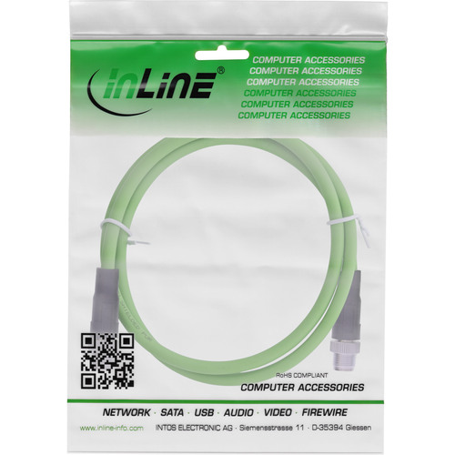 InLine® Industrie Netzwerkkabel, M12 8pol X-kodiert St./St. Cat.6A PUR, 2m