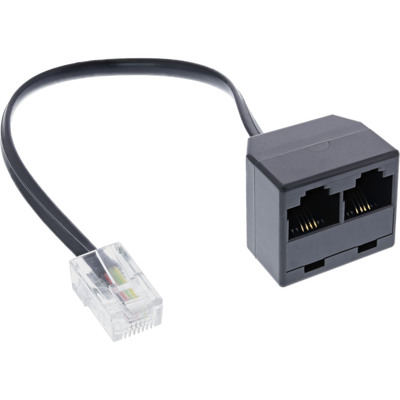 InLine® ISDN Verteiler 1x RJ45 St an 2x RJ45 Bu, (8P4C) mit 15cm Kabel, ohne Endwiderstände