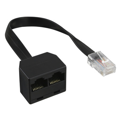 InLine® ISDN Verteiler, 1x RJ45 St an 2x RJ45 Bu, (8P8C) mit 15cm Kabel, ohne Endwiderstände (Produktbild 1)