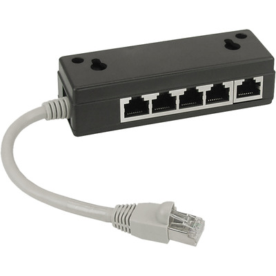 InLine® ISDN Verteiler, 5x RJ45 Buchse, 15cm Kabel, mit Endwiderständen (Produktbild 1)