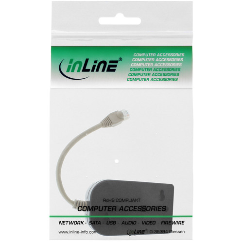 InLine® ISDN Verteiler, 8x RJ45 Buchse, mit Endwiderständen, schwarz, 15 cm