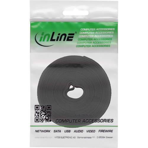 InLine® Kabelbinder, Klettband 16 mm, schwarz, 10 m
