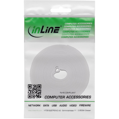 InLine® Kabelbinder, Klettband 16 mm, weiß, 10 m