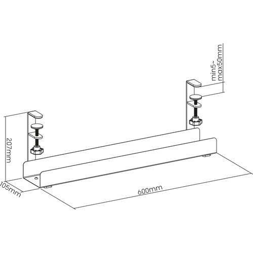 InLine® Kabelführungsschiene für Untertisch-Montage, ohne Bohren, 600 mm