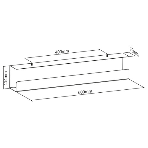 InLine® Kabelführungssystem, Untertisch-Montage, Stahl, 600 mm, schwarz