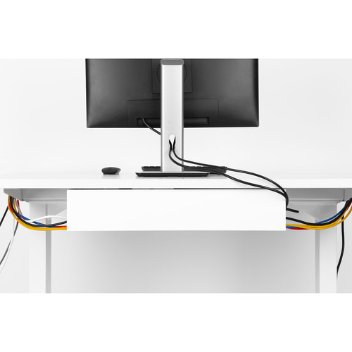 InLine® Kabelführungssystem, Untertisch-Montage, Stahl, 600 mm, weiß