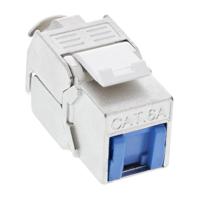 InLine® Keystone RJ45 Buchse / LSA Einsatz, SNAP-In, Cat.6a, mit Staubschutz, blau