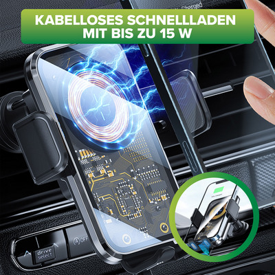 InLine® KFZ Smartphone Halterung, ONE TOUCH QI 2, universal, Wireless Charger