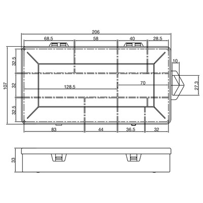 InLine® Kleinteilebox, 10 Fächer, Abmessungen: 206x107x33mm, transparent