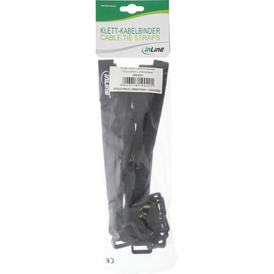 InLine® Klettschlaufen 20x200mm, 10er, schwarz