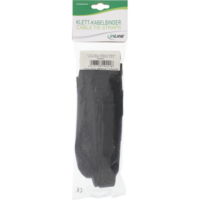 InLine® Klettschlaufen 25x500mm, 10er, schwarz