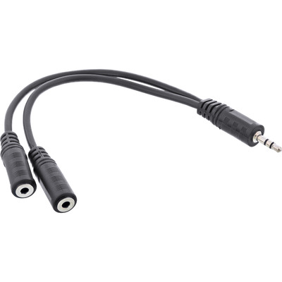 InLine® Klinken Y-Kabel, 3,5mm Klinke Stecker an 2x 3,5mm Klinke Buchse, Stereo, 0,2m