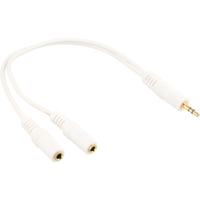 InLine Klinken Y-Kabel, 3,5mm Klinke Stecker an 2x 3,5mm Klinke Buchse, Stereo, weiß/vergoldet