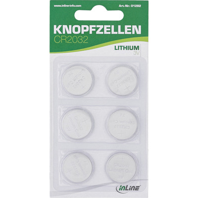 InLine Knopfzellen, 3V Lithium, CR2032, 6er Pack InLine Knopfzellen, 3V Lithium, CR2032, 6er Pack
