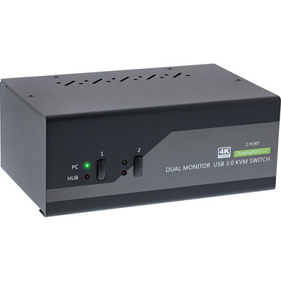 InLine® KVM Desktop Switch, 2-fach, Dual-Monitor DisplayPort 1.2, 4K, USB 3.0, Audio (Produktbild 1)