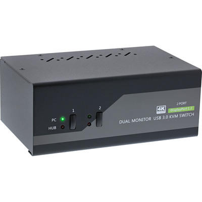 InLine® KVM Desktop Switch, 2-fach, Dual-Monitor DP 1.2, 4K, USB 3.0, Audio