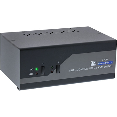 InLine® KVM Desktop Switch, 2-fach, Dual Monitor, DP+HDMI, 4K, USB 3.0, Audio (Produktbild 1)