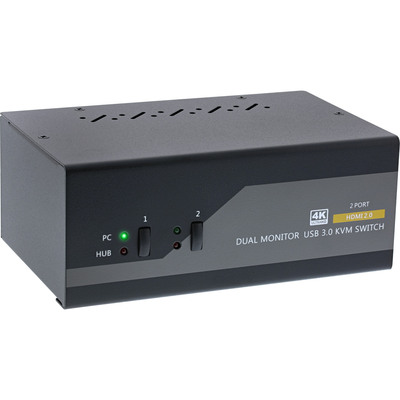 InLine® KVM Desktop Switch, 2-fach, Dual Monitor, HDMI 2.0, 4K, USB 3.0, Audio