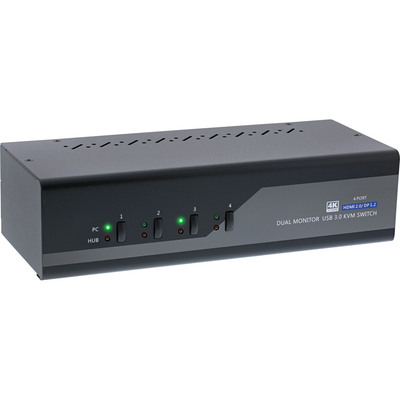 InLine® KVM Desktop Switch, 4-fach, Dual Monitor, DP + HDMI, 4K, USB 3.0, Audio (Produktbild 1)