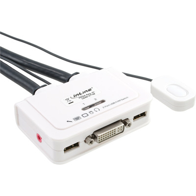 InLine® KVM Switch, 2-fach, DVI-D, USB, mit Audio, integr. Kabel (Produktbild 1)