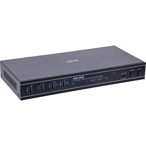 InLine® KVM Switch, 2-fach, HDMI, 4K60Hz, Dual Monitor, USB 3.2 Hub KVM