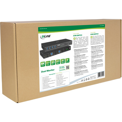 InLine® KVM Switch, 2-fach, HDMI, 4K60Hz, Dual Monitor, USB 3.2 Hub