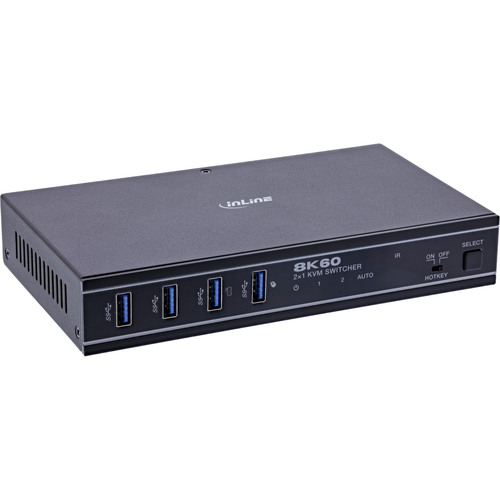 InLine® KVM Switch, 2-fach, HDMI, 8K@60Hz, USB 3.2, mit IR & RS-232