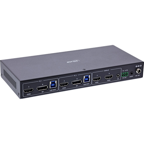 InLine® KVM Switch, 2-fach, HDMI & DP, Dual Monitor, 4K60Hz, USB Hub, schwarz