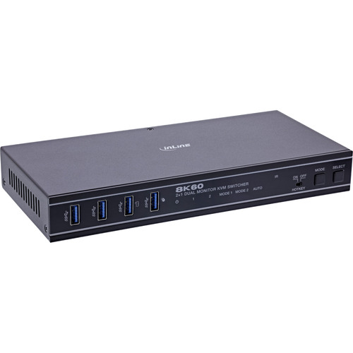 InLine® KVM Switch, 2-fach, HDMI, Dual Monitor, 8K60Hz, USB Hub, schwarz
