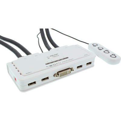 InLine® KVM Switch, 4-fach, DVI-D, USB, mit Audio, integr. Kabel (Produktbild 1)