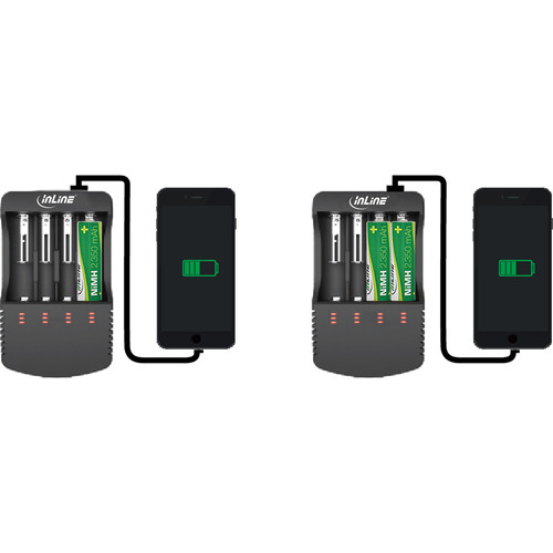 InLine® Ladegerät für Lithium und NiCd+NiMH