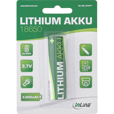 InLine Lithium Akku, 3000mAh, 18650, 3,7V InLine Lithium Akku, 3000mAh, 18650, 3,7V