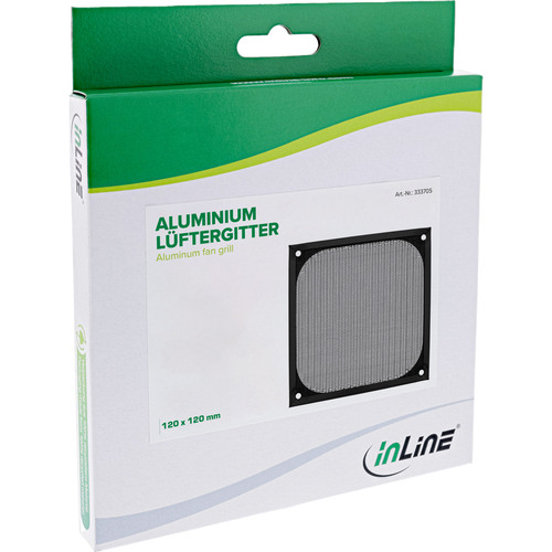 InLine® Lüftergitter, Aluminium Filter, 120 x 120 mm, schwarz