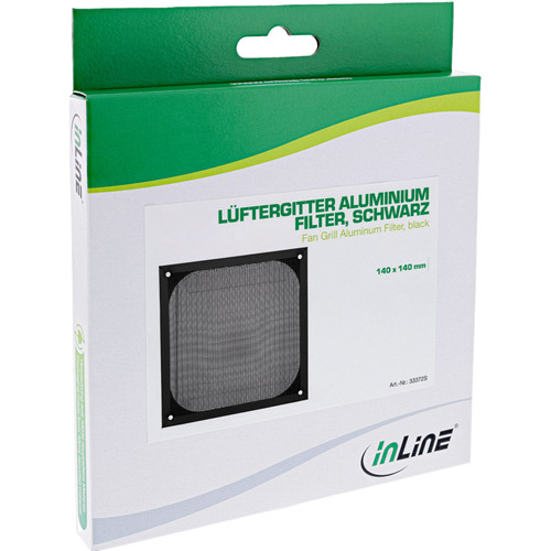 InLine® Lüftergitter, Aluminium Filter, 140 x 140 mm, schwarz