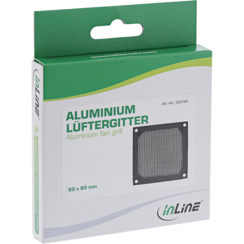InLine® Lüftergitter, Aluminium Filter, 80 x 80 mm, schwarz