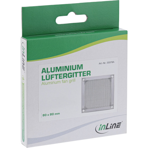 InLine® Lüftergitter, Aluminium Filter, 80 x 80 mm, silber