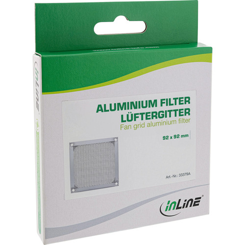 InLine® Lüftergitter, Aluminium Filter, 92 x 92 mm, silber