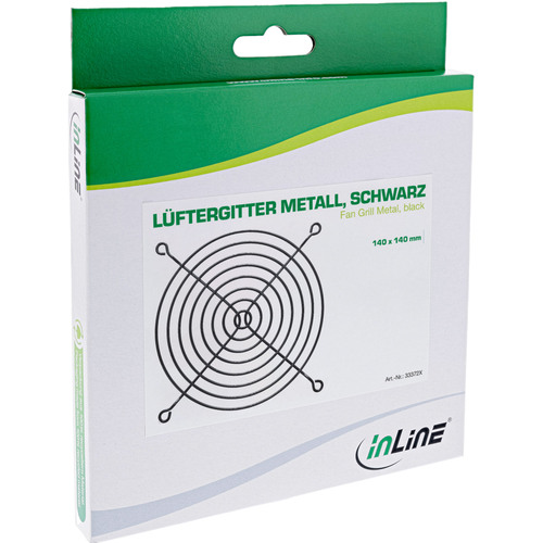 InLine® Lüftergitter Metall, 140 x 140 mm, schwarz