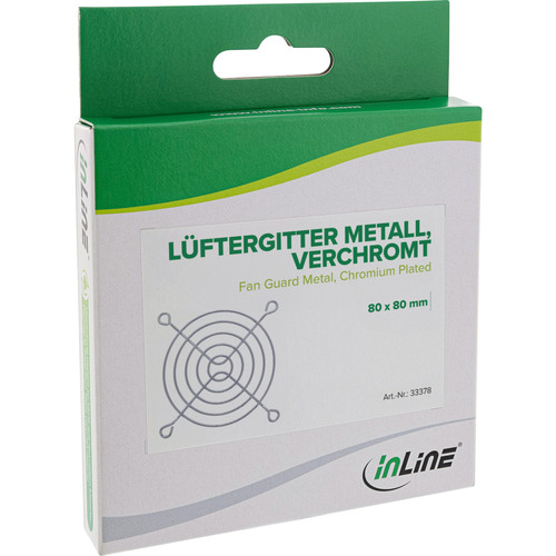 InLine® Lüftergitter Metall, verchromt, 80 x 80 mm, silber