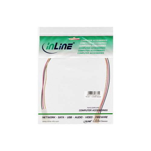 InLine® Lüfterkabel Verlängerung, 3pol Molex Stecker/Buchse, Tachosignal, 0,3m
