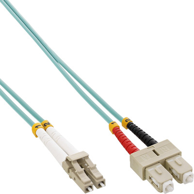 InLine® LWL Duplex Kabel, LC/SC, 50/125µm, OM3, 2m