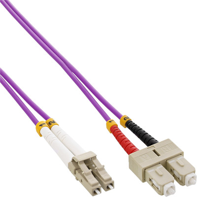 InLine® LWL Duplex Kabel, LC/SC, 50/125µm, OM4, 0,5m (Produktbild 1)