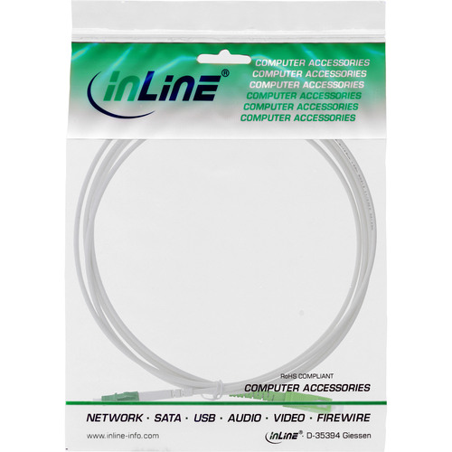 InLine® LWL Simplex Kabel, FTTH, LC/APC zu SC/APC, OS2, weiß, 3 m