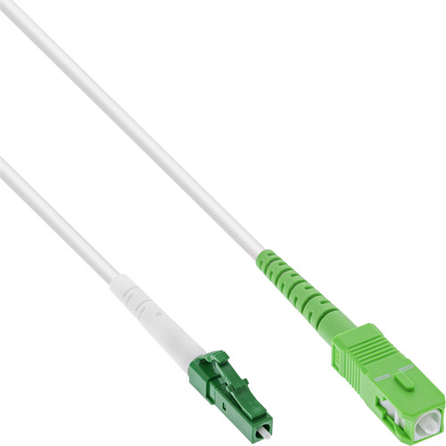 InLine® LWL Simplex Kabel, FTTH, LC/APC zu SC/APC, OS2, weiß, 40 m Patchkabel LWL