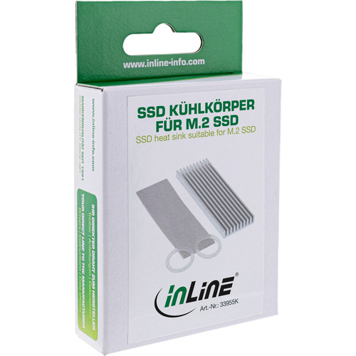 InLine® M.2 SSD Kühlkörper, passiv, Kühlrippen, silber